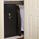 A child is locked inside a safe in a closet.
